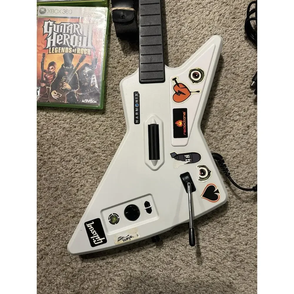 Guitar Hero Xbox 360 XPlorer Controller Bundle 2 Games Dongle USB Cable Tested